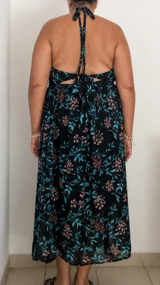Vicky set - Noir à fleurs