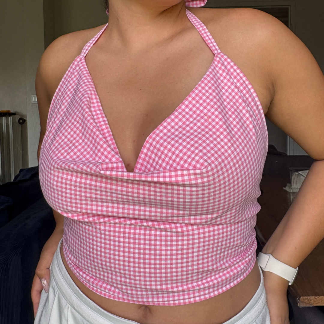 Vicky top - Vichy rose - MEDIUM