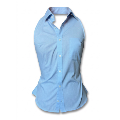 EDIE - Sleeveless button-down backless shirt - Blue - Size 36
