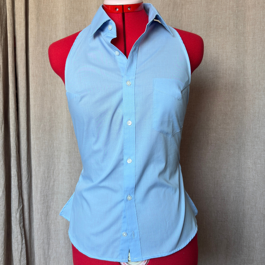 EDIE - Sleeveless button-down backless shirt - Blue - Size 36