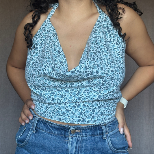 Vicky top - Fleurs bleues