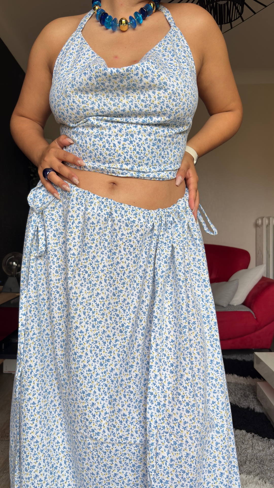 Vicky set - Fleurs jaunes et bleues - MEDIUM