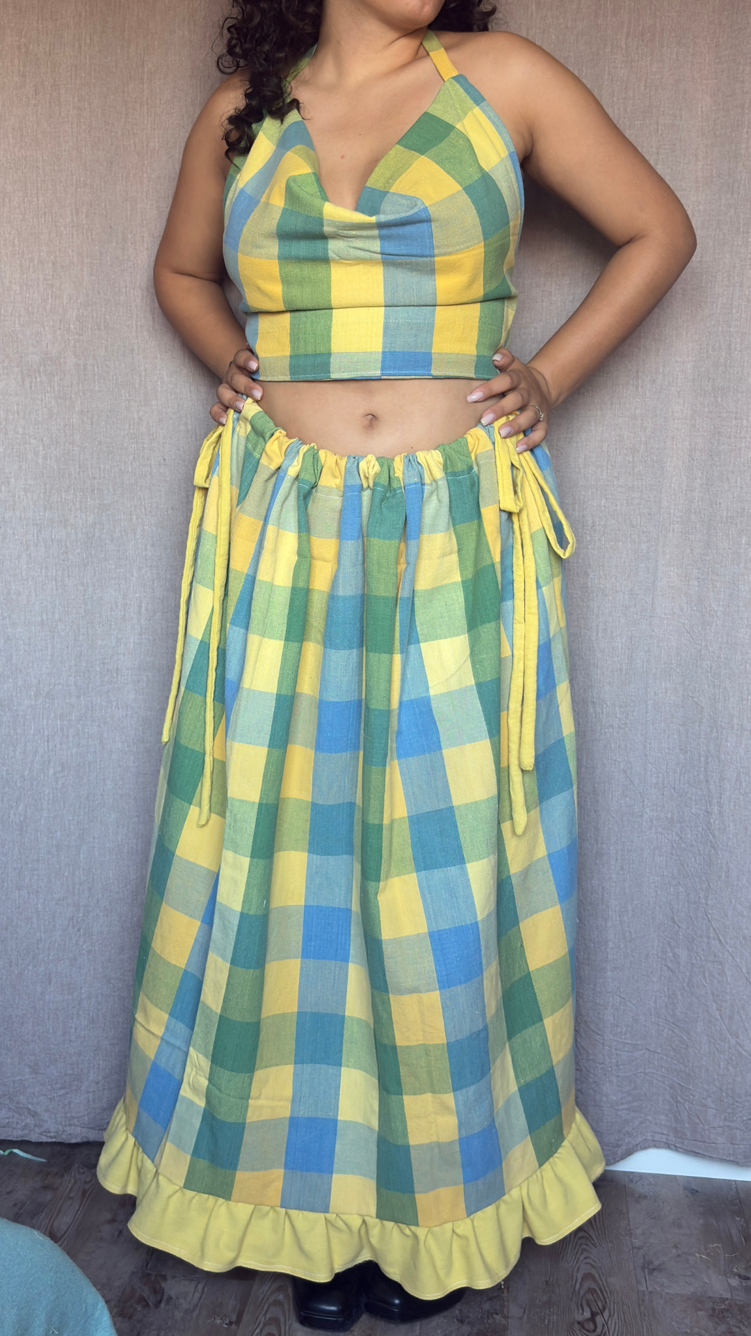 Vicky set - Carreaux vichy jaunes, verts et bleus