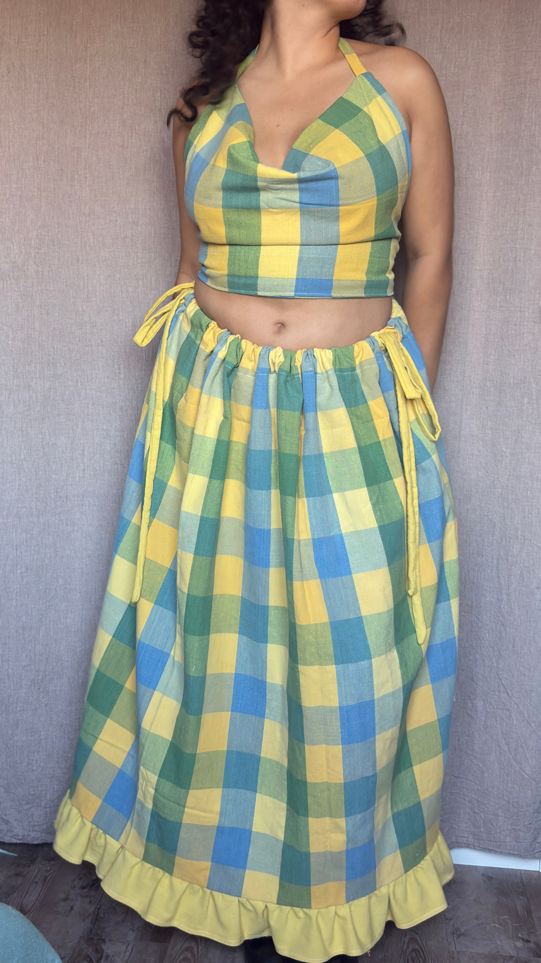 Vicky set - Carreaux vichy jaunes, verts et bleus