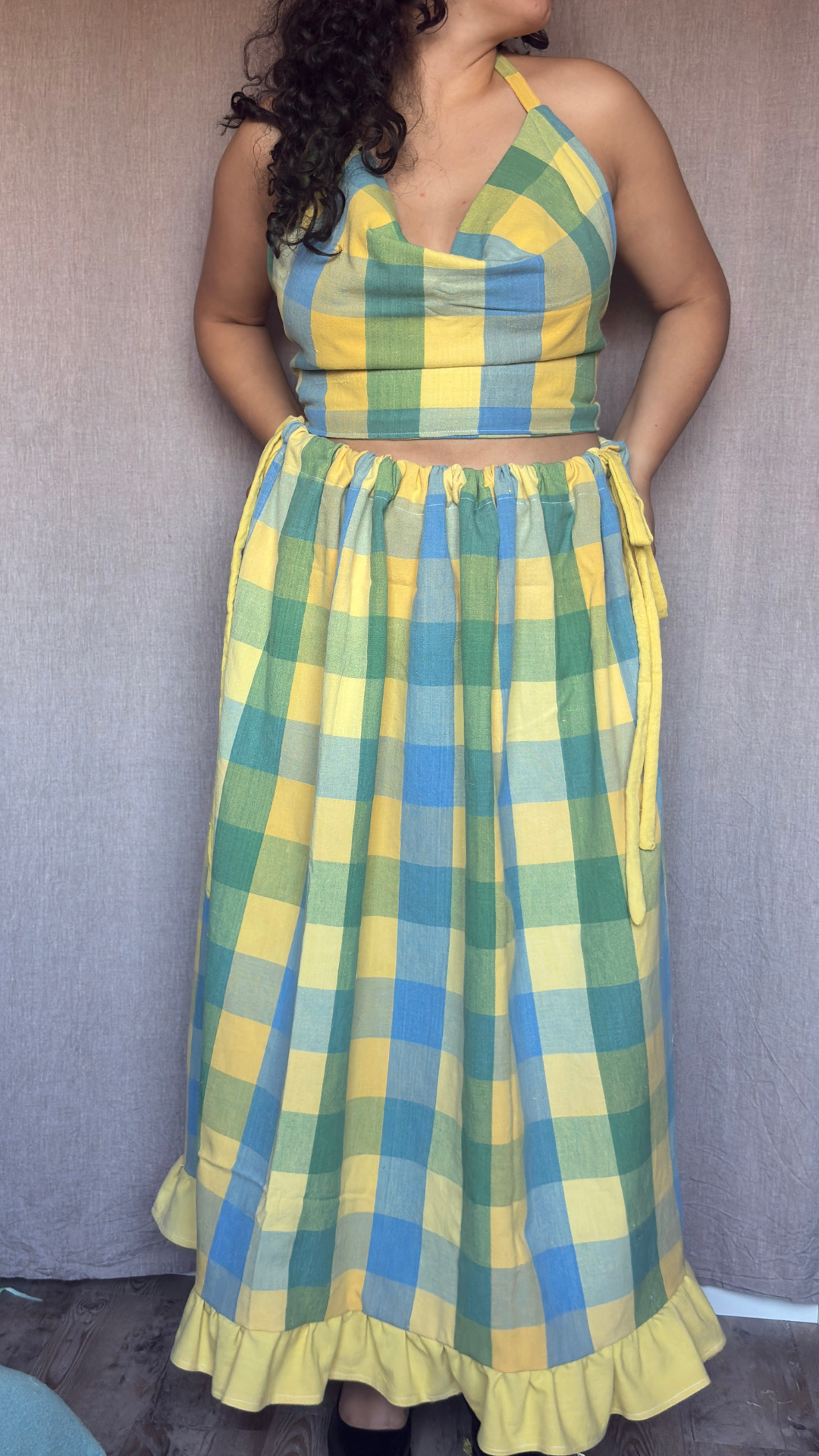 Vicky set - Carreaux vichy jaunes, verts et bleus