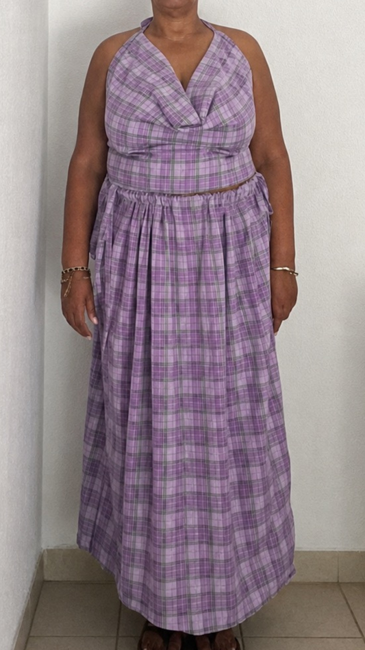 Vicky set - Ecossais violet & vert